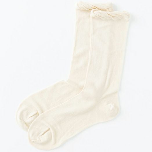 オーガニックコットン 薄手おやすみソックス ナチュラル 22-24cm