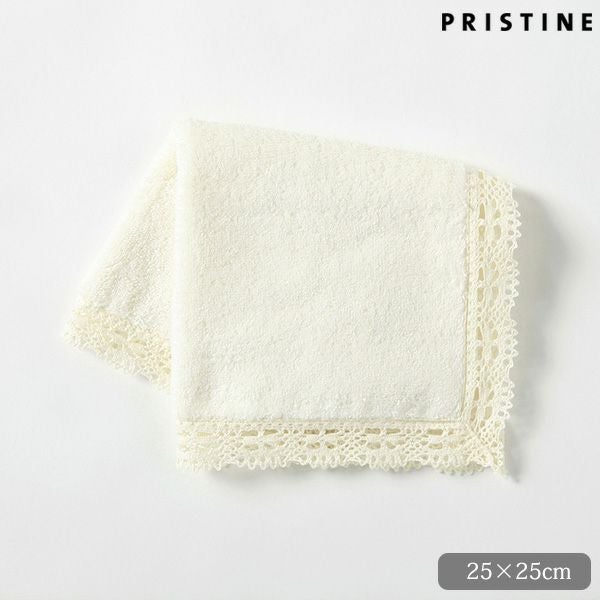 オーガニックコットン レース付ミニタオルハンカチ ナチュラル
