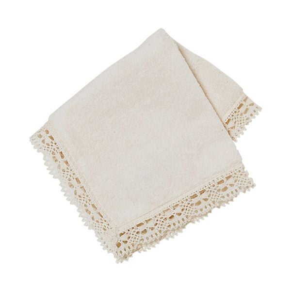 オーガニックコットン レース付ミニタオルハンカチ ナチュラル