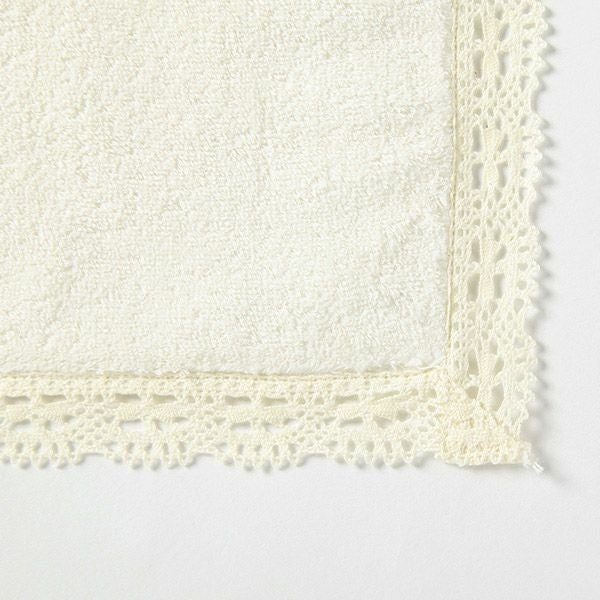 オーガニックコットン レース付ミニタオルハンカチ ナチュラル