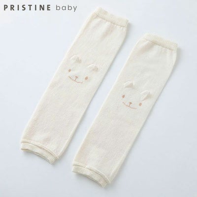 オーガニックコットン くまレッグウォーマー ナチュラル