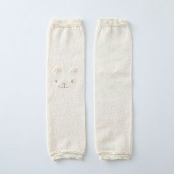 オーガニックコットン くまレッグウォーマー ナチュラル