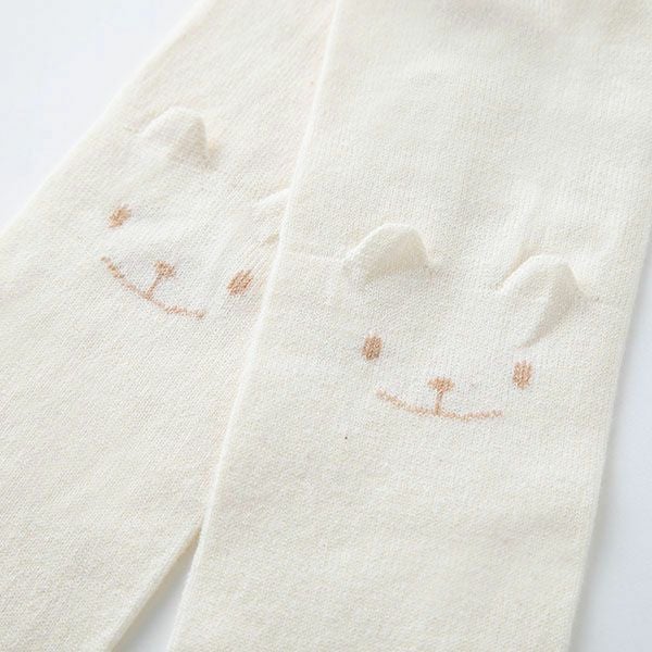 オーガニックコットン くまレッグウォーマー ナチュラル