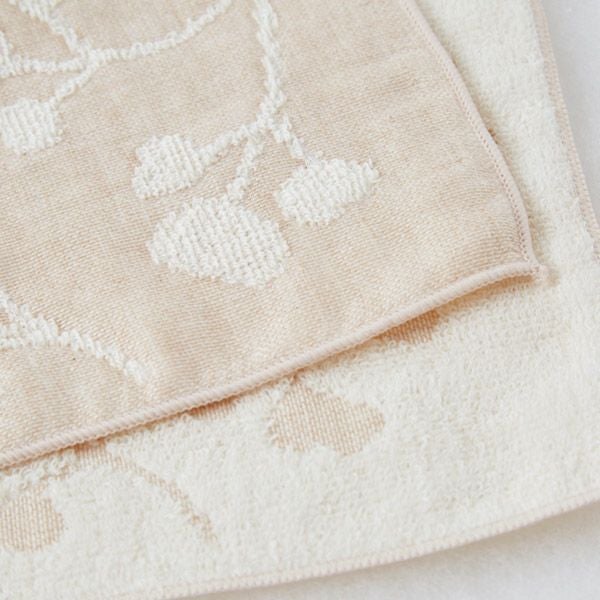 オーガニックコットン リーフ柄ミニタオル