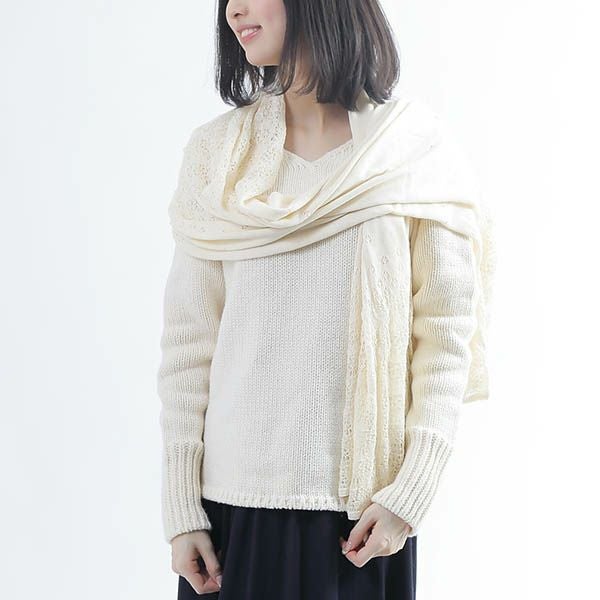 オーガニックコットン タンポポ柄2wayストール