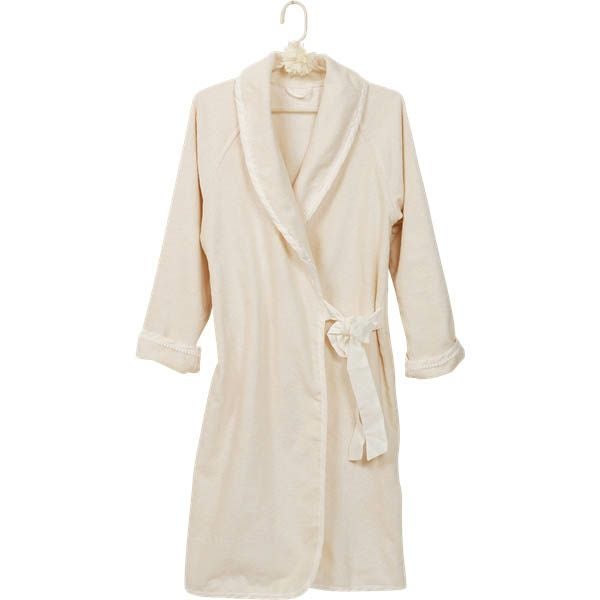 オーガニックコットン フラワーピコットパイルバスローブ  ナチュラル ML