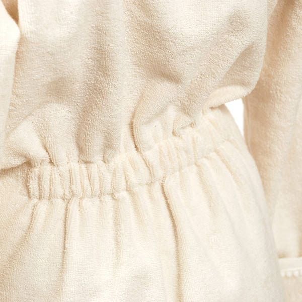 オーガニックコットン フラワーピコットパイルバスローブ  ナチュラル ML