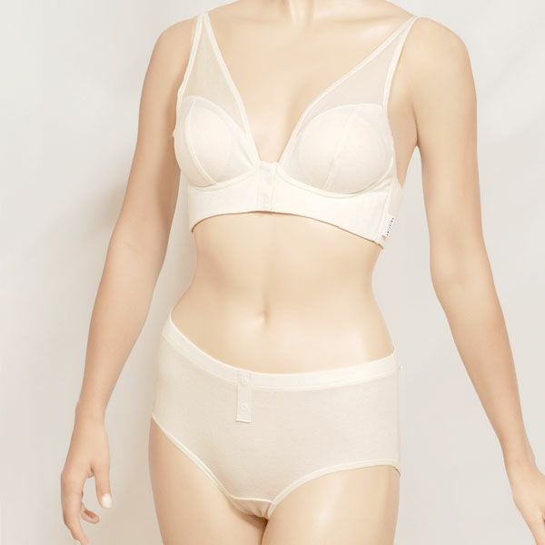 オーガニックコットン 切替フロントホックブラ