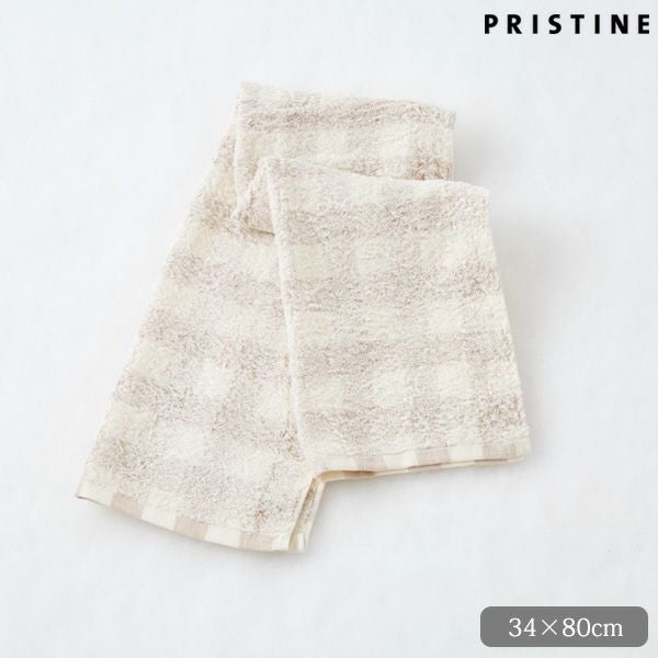 オーガニックコットン フローズンチェック フェイスタオル 34×80