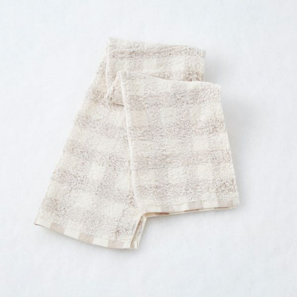 オーガニックコットン フローズンチェック フェイスタオル 34×80