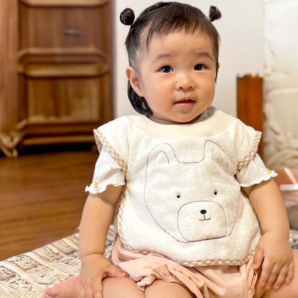 オーガニックコットン 被り型よだれ掛 アイボリー