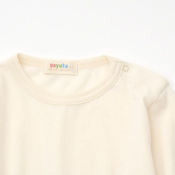 オーガニックコットン ベビー天竺肩ボタン付きTシャツ(長袖)