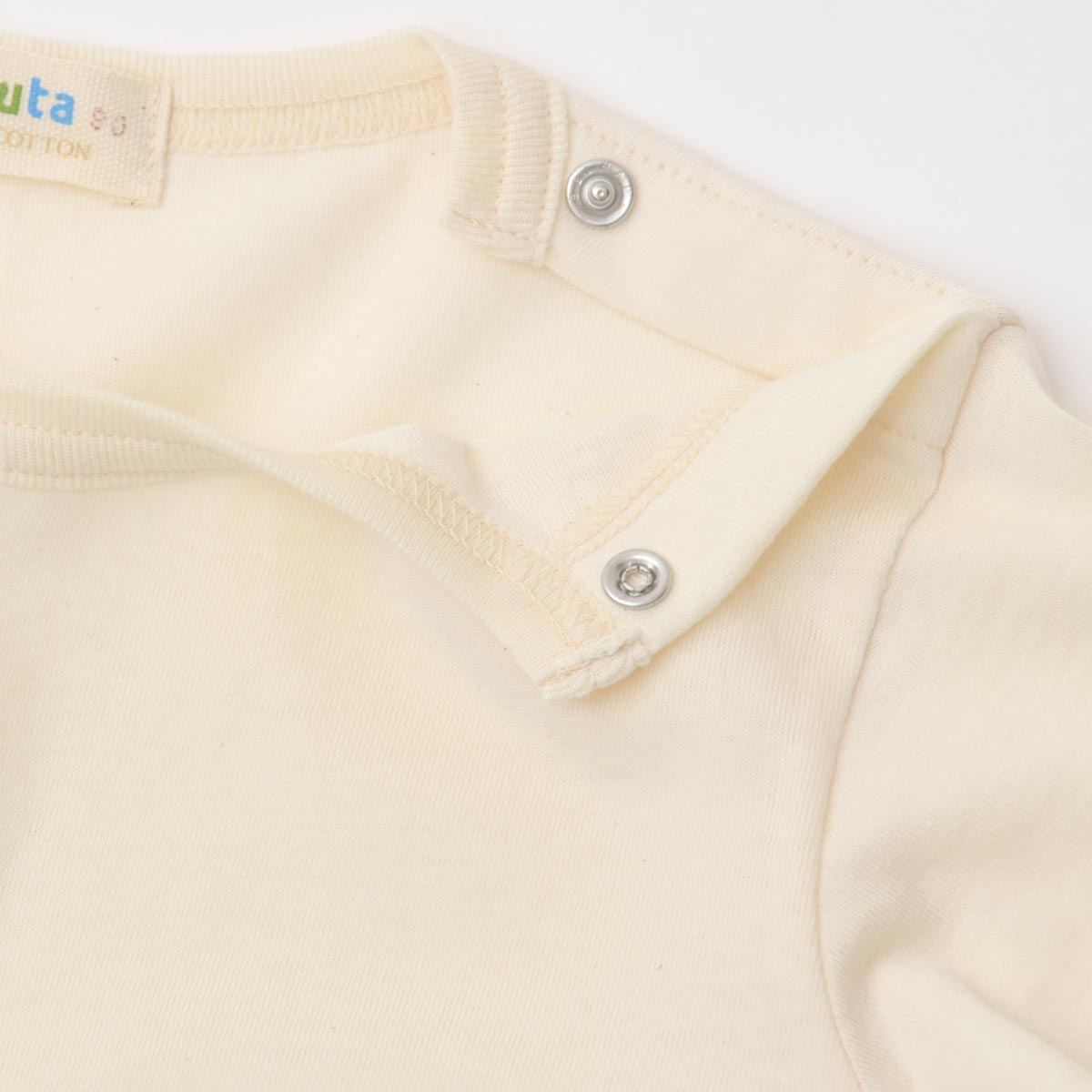 オーガニックコットン ベビー天竺肩ボタン付きTシャツ(長袖)