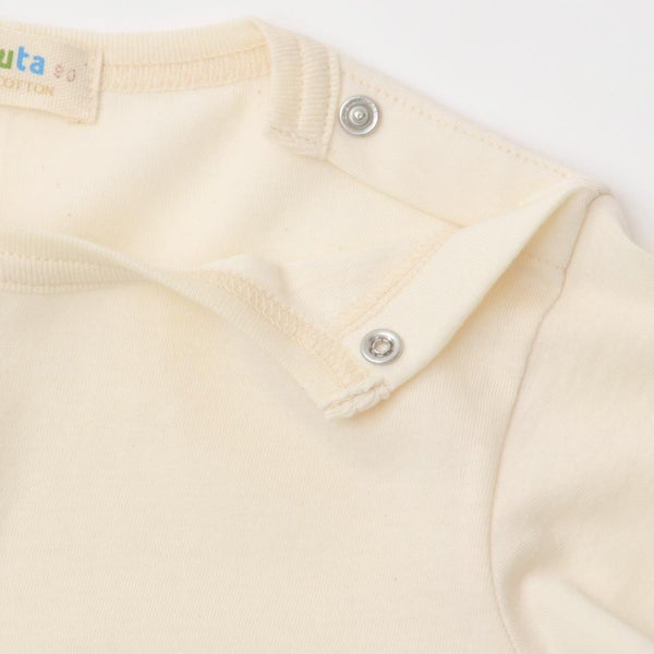 オーガニックコットン ベビー天竺肩ボタン付きTシャツ(長袖)