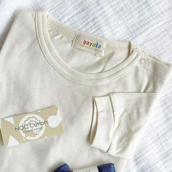 オーガニックコットン ベビー天竺肩ボタン付きTシャツ(長袖)