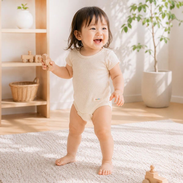 オーガニックコットン ベビー半袖ボディースーツ