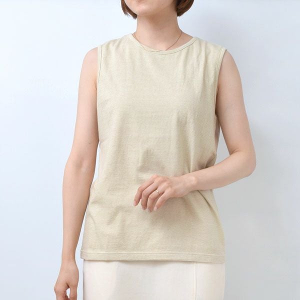 オーガニックコットン ボーダーノースリーブカットソー