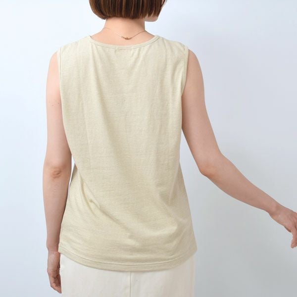 オーガニックコットン ボーダーノースリーブカットソー