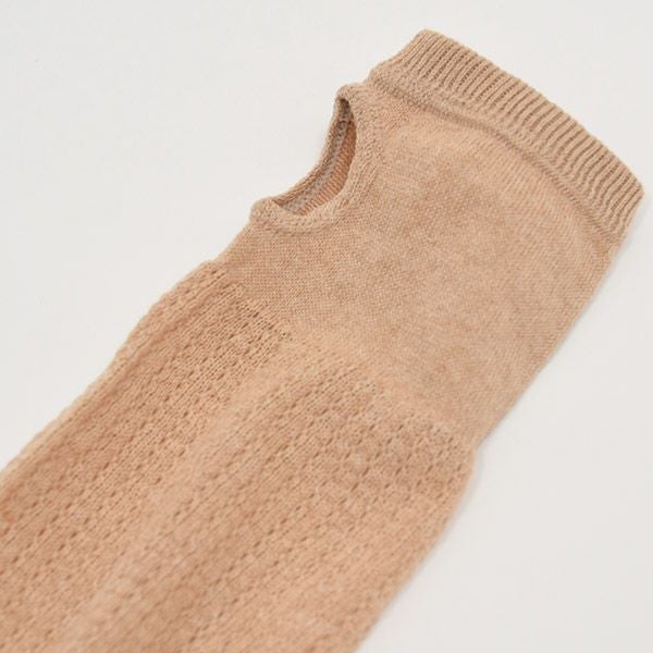 オーガニックコットン UVカット指なしレース編みドライビング手袋 ブラウン