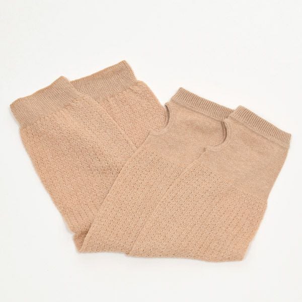 オーガニックコットン UVカット指なしレース編みドライビング手袋 ブラウン