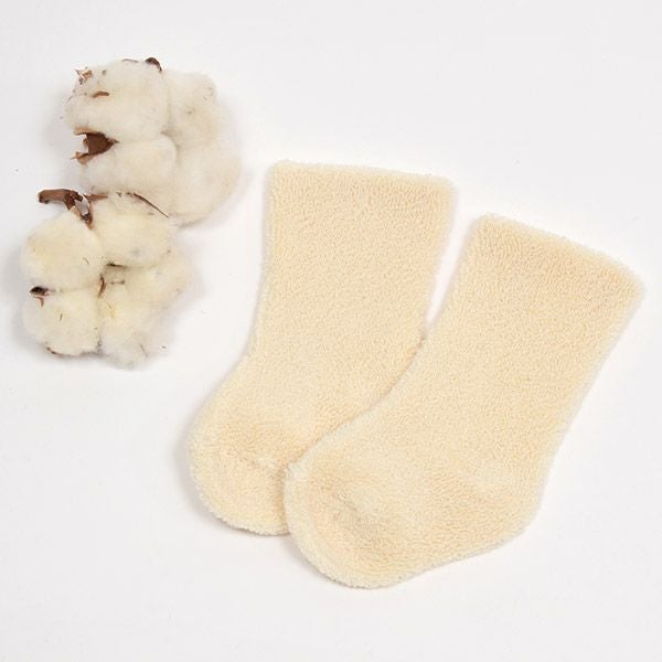 オーガニックコットン ベビーパイルソックス 生成 7-8cm