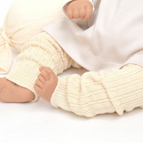 オーガニックコットン ベビーレッグウォーマー 生成 0-4歳