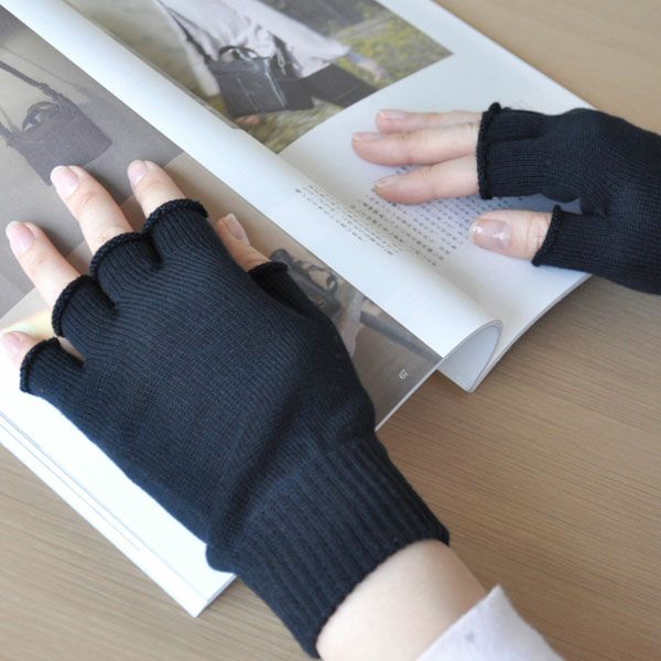 オーダー品 布良糸の指なしニット手袋 オーガニックコットン UVカット指なし短手袋 | オーガニックコットンの