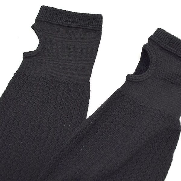 オーガニックコットン UVカット指なしレース編ドライビング手袋 黒