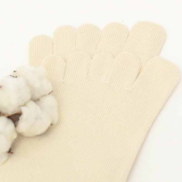 オーガニックコットン 5本指ゴムなし厚手ソックス