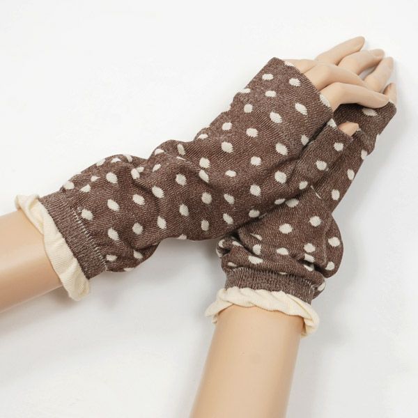 オーガニックコットン UVカット 指なし短手袋 水玉