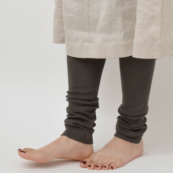 オーガニックコットン ロングレギンス ナチュラルブラック M-L