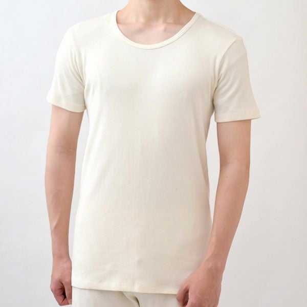 オーガニックコットン メンズフライスインナー丸首Ｔシャツ