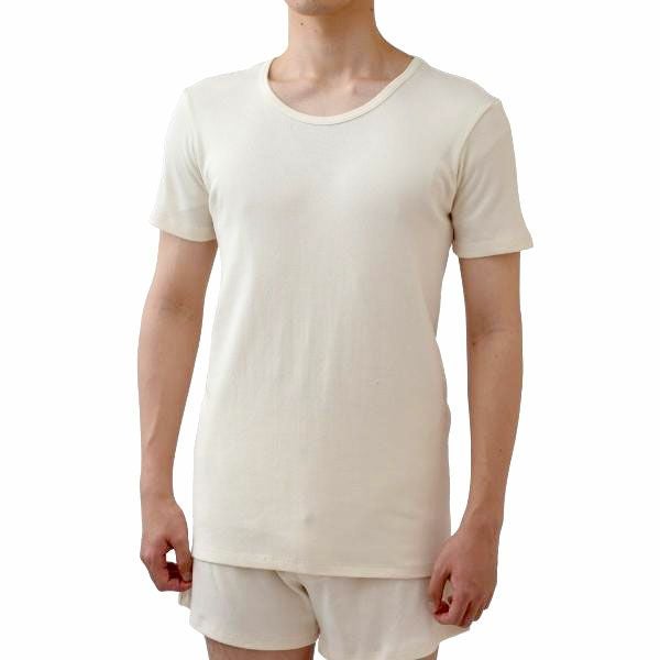 オーガニックコットン メンズフライスインナー丸首Ｔシャツ