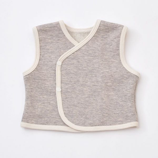 オーガニックコットン ヤク＆パイルベスト グレー 50-70