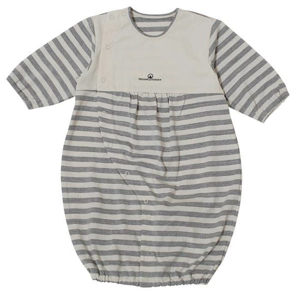 オーガニックコットン 彩土染めボーダー天竺2WAYオール