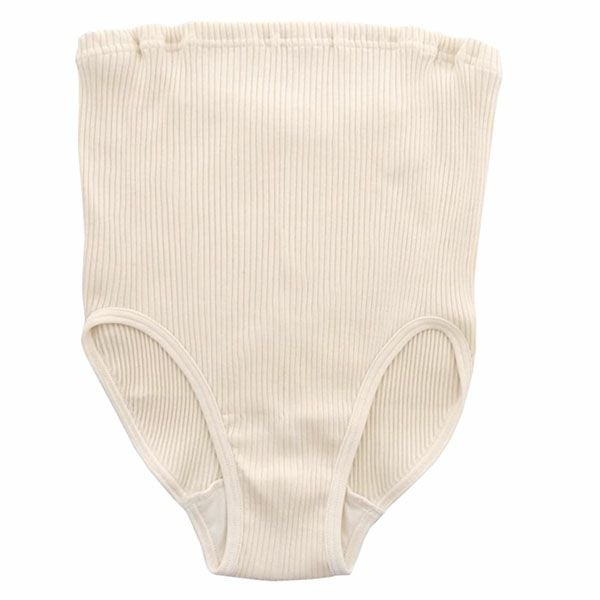 オーガニックコットン マタニティリブ編みパンツ （脇縫いなし）