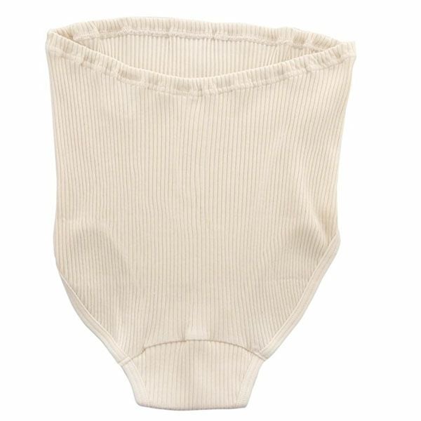 オーガニックコットン マタニティリブ編みパンツ （脇縫いなし）