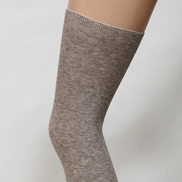 オーガニックコットン ヤク＆スーピマリブサイハイソックス モクグレー 22.5-24.5