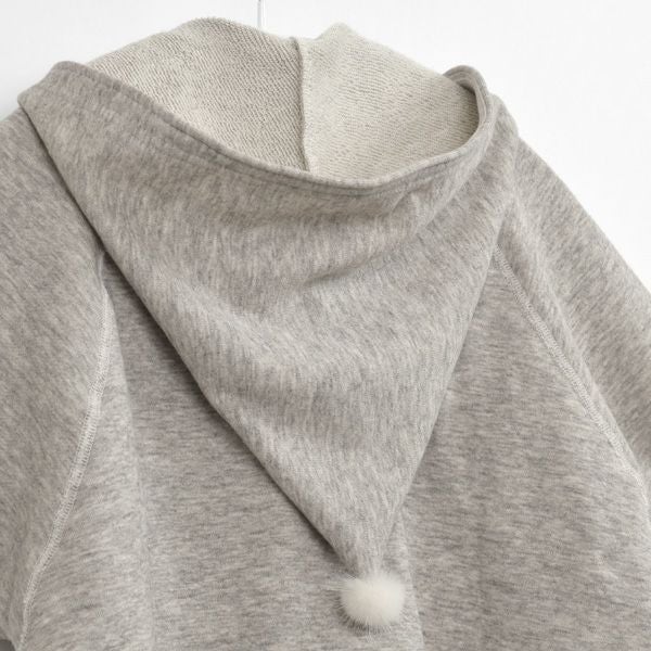 オーガニックコットン ヤクウールフード付きマント グレー 50-100