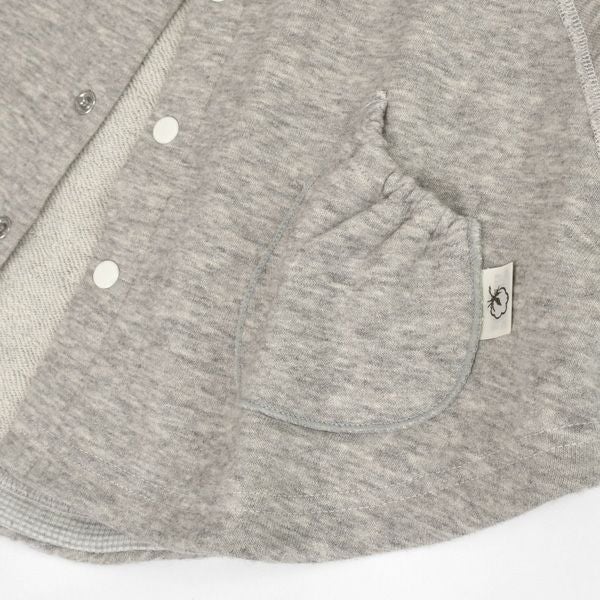 オーガニックコットン ヤクウールフード付きマント グレー 50-100