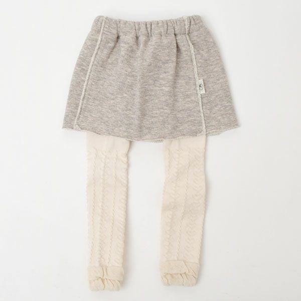 オーガニックコットン ヤクウールロングスパッツ付きスカート グレー 60-90