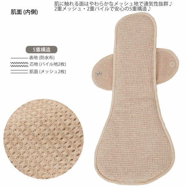 オーガニックコットン 【防水】布ナプキン Luna Angel Plus ロング