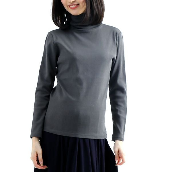 オーガニックコットン 長袖タートルネック ナチュラルブラック M