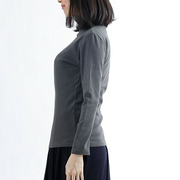 オーガニックコットン 長袖タートルネック ナチュラルブラック M