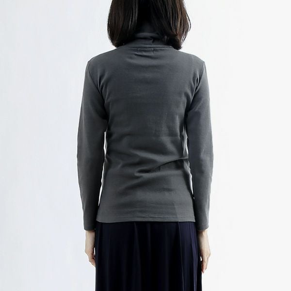 オーガニックコットン 長袖タートルネック ナチュラルブラック M