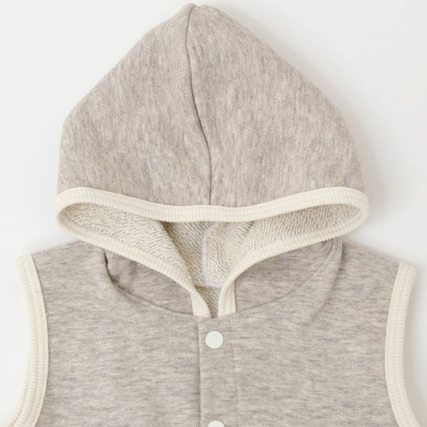 オーガニックコットン＆ヤク ベビーフード付きベスト グレー 80