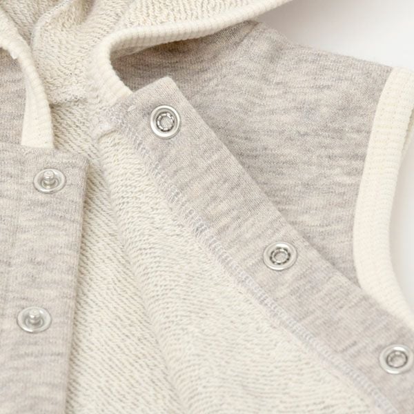 オーガニックコットン＆ヤク ベビーフード付きベスト グレー 80