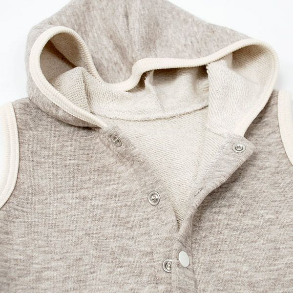 オーガニックコットン＆ヤク ベビーフード付きベスト グレー 80