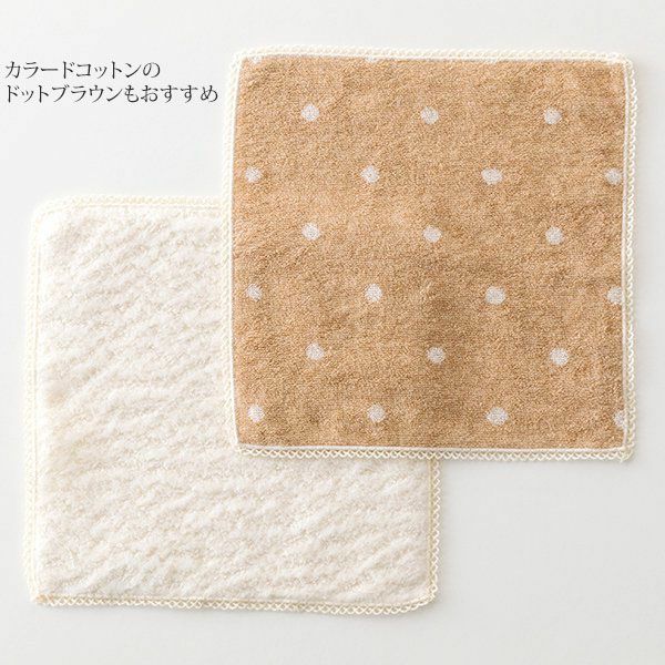 オーガニックコットン レースタオルハンカチ ペコラ