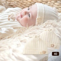 オーガニックコットン ベビー【手編みモチーフ】レーシーニットのフード